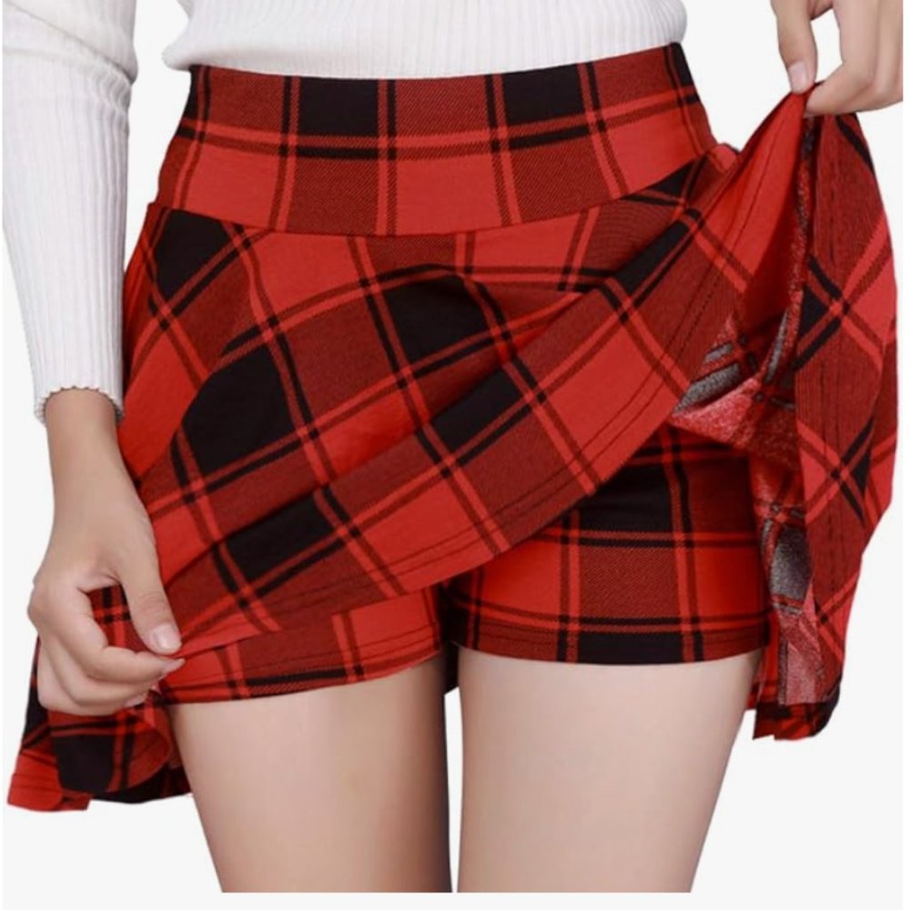 NWT DJT FASHION Women's Casual Pleated Mini Skater Skirt with Shorts